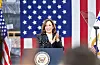 U.S. Vice President Kamala Harris speaks during her visit to Hanwha Solutions' solar manufacturing facility in Dalton, Georgia. [HANWHA SOLUTIONS]