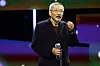 Director Hong Sang-soo receives the Silver Bear Grand Jury Prize for ″A Traveler's Needs″ during the awards ceremony at the 74th Berlin International Film Festival in Berlin, Germany, on Saturday. [REUTERS/YONHAP]