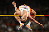 Korea's Woo Sang-hyeok competes during the men's high jump final at the Hangzhou Asian Games on Wednesday. [REUTERS/YONHAP]