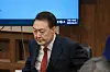 Former President Yoon Suk Yeol attends the second hearing of his criminal trial on insurrection charges at the Seoul Central District Court in Seocho District, southern Seoul, on April 21. [YONHAP]