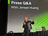 Nvidia CEO Jensen Huang speaks to the global press at a hotel in San Jose, California on Tuesday.[YONHAP]
