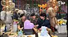 BTS member Jin, center, appears during a Weverse livestream marking the discharge of RM, left, and V, right, on June 10. [SCREEN CAPTURE]