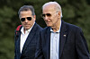 President Joe Biden, right, and his son Hunter Biden arrive at Fort McNair, Sunday, June 25, 2023, in Washington. [AP]