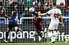 Daejeon Hana Citizen goalkeeper Lee Chang-geun, center, stops a shot during a K League 1 match against Incheon United at Incheon Football Stadium in Incheon on Nov. 10, 2024. [NEWS1]