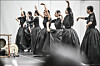 The Seoul Metropolitan Dance Theatre company performs Korea's traditional Gyobang dance during a scene from its upcoming show “Mimesis” at Sejong Center for the Performing Arts’ rehearsal hall in Jongno District, central Seoul, on Monday. [SEJONG CENTER FOR THE PERFORMING ARTS]