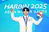 Gold medalist Kim Geon-hui of Korea attends the awarding ceremony for men's snowboard halfpipe at the Asian Winter Games in Harbin, China on Feb. 13, 2025. [YONHAP]
