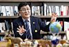 Minister of Climate, Energy and Environment Kim Sung-whan speaks during an interview with the JoongAng Ilbo at the National Assembly in Yeouido, western Seoul on Sept. 30. [LIM HYUN-DONG]
