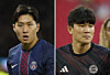 Paris Saint-Germain midfielder Lee Kang-in, left, and Bayern Munich defender Kim Min-jae [AP/YONHAP]