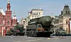 In this file photo, Russian military vehicles, including the Yars intercontinental ballistic missile (ICBM) systems, drive in Red Square during a rehearsal for a military parade in central Moscow on May 7, 2022. [REUTERS/YONHAP]