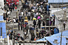 North Koreans walk around a marketplace in Hyesan, Yanggang Province, in September 2020. The photo was taken from a region of China that borders North Korea. [YONHAP]