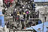 North Koreans walk around a marketplace in Hyesan, Yanggang Province, in September 2020. The photo was taken from a region of China that borders North Korea. [YONHAP]