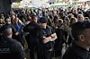 Police cordon off the main entrance of a closed train station, during a blackout in Barcelona, Spain, Monday, April 28. [AP/YONHAP]
