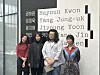 The four finalists for the 2024 Korea Artist Prize pose during a press conference at the National Museum of Modern and Contemporary Art in central Seoul on Thursday. From left: Jane Jin Kaisen, Yoon Ji-young, Yang Jung-uk and Kwon Ha-youn [SHIN MIN-HEE]