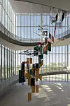 The image shows 'Liquid Votive - Tree Shade Triad' by artist Haegue Yang. [KUKJE GALLERY]