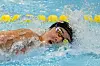 Kim Woo-min competes in the men's 400-meter relay at the 104th National Sports Festival at Mokpo Indoor Swimming Pool in Mokpo, South Jeolla on Oct. 17, 2023. [YONHAP]