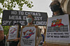 Protesters hold placards and flags as they demonstrate against the proposed building of a new Chinese embassy in London on Aug. 23. [AP/YONHAP]