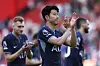 Tottenham Hotspur's Son Heung-Min greets fans following the match against Sheffield United at Bramall Lane in Sheffield, England on Sunday. [AFP/YONHAP]