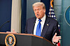 U.S. President Donald Trump speaks to the media after the U.S. Supreme Court dealt a blow to the power of federal judges by restricting their ability to grant broad legal relief in cases as the justices acted in a legal fight over Trump's bid to limit birthright citizenship, in the Press Briefing Room at the White House in Washington on June 27. [REUTERS/YONHAP]