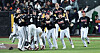 The LG Twins celebrate after winning the 2025 Korean Series at Daejeon Hanwha Life Ballpark in Daejeon on Oct. 31.  [YONHAP]