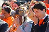 Canada's Prime Minister Justin Trudeau and Assembly of First Nations national chief RoseAnne Archibald wipe tears as they take part in the National Day for Truth and Reconciliation, honouring the lost children and survivors of Indigenous residential schools, during an event at Lebreton Flats in Ottawa, Ontario, Canada, Sept. 30, 2022. [REUTERS/YONHAP]