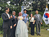 From left: Albiol Andres, Korea's first foreign national train conductor from Argentina; Argentine Ambassador to Korea Dario Celaya; the two presenters; Liliana Ines Song, a YouTuber who promotes Korean culture in Spanish; and Lee Kee-sung, director-general for overseas Korean policy from the state-run Overseas Koreans Agency take a commemorative photo during a National Day celebration at the Argentinian ambassador's residence in Yongsan District, central Seoul, on May 27. This year marks the 60-year of anniversary of Korean immigration to Argentina. Celaya said his country is willing to strengthen bilateral ties with Korea centering on trade, technology and defense and strategic issues during his opening remarks. [CHOI JI-YOUNG]