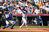 Kim Hye-seong of the Los Angeles Dodgers hits a two-run home run against the Seattle Mariners during the clubs' Major League Baseball regular-season game at T-Mobile Park in Seattle on Sept. 28. [REUTERS/YONHAP]