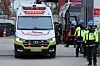 An ambulance travels through Chipyeong-dong in Seo District, Gwangju, on Dec. 13, 2025. [YONHAP]