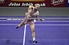 An Se-young competes in the women's singles final at the Indonesia Open against Wang Zhiyi at Istora Stadium in Jakarta, Indonesia, on June 8. [AP/YONHAP]