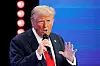 Republican presidential nominee and former U.S. President Donald Trump speaks as he participates in a town hall presented by Spanish-language network Univision, in Doral, Florida, U.S., on Wednesday. [REUTERS/YONHAP]