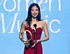Jennie makes an acceptance speech at the 2025 Billboard Women in Music awards in Los Angeles on March 29. [RIZZ COMM]