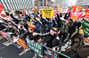 Representatives of a victims’ group for investors in equity-linked securities tied to the Hang Seng China Enterprises Index hold a rally in front of NH NongHyup Bank in central Seoul on March 15, 2024, calling for full compensation of principal losses and denouncing what they described as a large-scale financial fraud. [YONHAP]