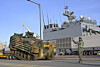 A KAAV amphibious assault vehicle is loaded onto the ROKS Nojeokbong landing ship ahead of its departure for Thailand for the Cobra Gold exercise on Feb. 10, in this photo provided by the Korean Navy.  [YONHAP]