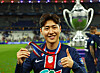 Paris Saint-Germain midfielder Lee Kang-in shows off his medal after winning the French Cup at Stade de France in France on May 24. [REUTERS/YONHAP]