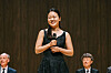 Cellist Lee You-bien, who took first place at the International Isangyun Competition, is seen after the competition at the Tongyeong Concert Hall in South Gyeongsang on Nov. 8. [TONGYEONG INTERNATIONAL MUSIC FOUNDATION]
