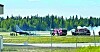 A Korean KF-16 fighter jet remains on the runway at Eielson Air Force Base in Alaska after sustaining damage during takeoff on June 11 in this photo uploaded to Facebook. [SCREEN CAPTURE]