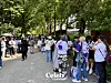 BTS fans lineup at Festa 2024, wearing the fandom's signature color, purple. [DANIELA GONZALEZ PEREZ]