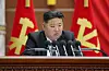 North Korean leader Kim Jong-un speaks at a meeting of the Supreme People's Assembly, which took place from Dec. 23 to Dec. 27, in this photo captured from the Korean Central Television. [CAPTURE]