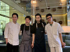 From left, chefs Kim Jeong-ho, Kim Ho-young, Jeong Sang and Yim Jung-sik collaborate for a nine-course menu at Jungsik Seoul in Gangnam District, southern Seoul. [LEE JIAN]