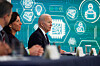 U.S. President Joe Biden and Commerce Secretary Gina Raimondo hold a virtual meeting with business leaders and state governors to discuss supply chain problems, particularly addressing semiconductor chips, on the White House campus in Washington, U.S., March 9, 2022. [REUTERS/YONHAP]