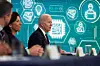 U.S. President Joe Biden and Commerce Secretary Gina Raimondo hold a virtual meeting with business leaders and state governors to discuss supply chain problems, particularly addressing semiconductor chips, on the White House campus in Washington, U.S., March 9, 2022. [REUTERS/YONHAP]
