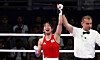 Lim Ae-ji celebrates after defeating Colombia’s Yeni Arias in the women’s 54-kilogram quarterfinal at the 2024 Paris Olympics at North Paris Arena in France, on Aug. 1, 2024. [JOINT PRESS CORPS]