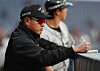 Hanwha Eagles manager Choi Won-ho scribbles in his notebook during a game against the NC Dinos at Changwon NC Park in Changwon, South Gyeongsang on April 17. [NEWS1]