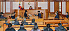 Justices Cheong Hyung-sik, left, and Lee Mi-son preside over the preparatory hearing for President Yoon Suk Yeol's impeachment trial at the Constitutional Court in Jongno District, central Seoul, on Dec. 27. [JOINT PRESS CORPS]