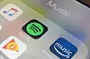 Music streaming apps are seen on an iPhone in New York on Jan. 28, 2018. [AP/YONHAP]