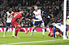 Liverpool forward Mohamed Salah scores a goal during the Premier League match against Tottenham Hotspur at Tottenham Hotspur Stadium in London on Dec. 22. [AP/YONHAP]