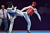 Korea's Lee Da-bin faces Kazakhstan's Kansel Dennis in the semifinals of the women's +67-kilogram class at the Hangzhou Asian Games at the Linan Sports and Culture Exhibition Center in Hangzhou, China on Sept. 28, 2023. [YONHAP]