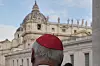 A cardinal arrives at St. Peter's Basilica for a College of Cardinals meeting at the Vatican on April 28. [AP/YONHAP]