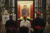 Cardinal Luis Antonio Gokim Tagle, center, leads a rosary prayer outside the Santa Maria Maggiore Basilica, where the late Pope Francis will be buried, in Rome on April 24. [AP/YONHAP]