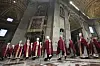 Cardinals leave St. Peter's Basilica after the funeral for late cardinal Angelo Amato in at the Vatican on Jan. 2. [AP/YONHAP]