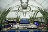 Workers apply the final touches to the Grand Palais, the venue that will host fencing and taekwondo at the Paris Olympics. [AP/YONHAP]
